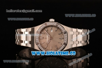 Audemars Piguet Royal Oak 33MM Miyota Quartz Steel Case/Bracelet with Grey Dial Stick Markers and Diamonds Bezel (EF)