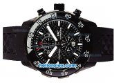 IWC Aquatimer Chronograph Quartz Movement PVD Case with Black Dial-White Stick Markers and Black Rubber Strap