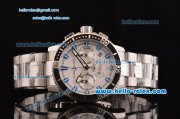 Ulysse Nardin Maxi Marine Diver Chrono Japanese Miyota OS20 Quartz Stainless Steel Case with Stainless Steel Strap and White Dial Blue Stick Markers