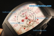 Franck Muller Chronograph Quartz Movement PVD Case with White Dial and Black Rubber Strap-7750 Coating Case