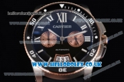 Cartier Calibre de Cartier Diver Japanese Miyota OS20 Quartz Steel Case with Black Dial Rose Gold Subdial and Black Rubber Strap