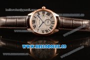 Cartier Drive de Cartier Asia Automatic Rose Gold Case with White Dial and Brown Leather Strap (AAAF)