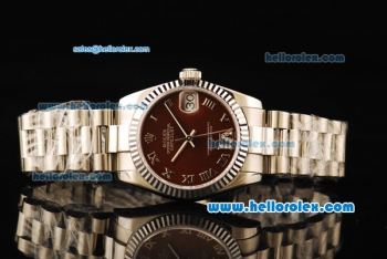 Rolex Datejust Automatic Movement Full Steel with ETA Coating Case and Brown Dial