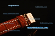 Breitling Transocean Quartz Rose Gold Case with Brown Dial and Brown Leather Strap