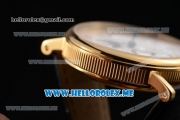 Breguet Classique Moonphase Miyota 9015 Automatic Yellow Gold Case with White Dial Black Leather Strap and Roman Numeral Markers (EF)