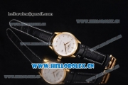 Longines Master Date Swiss ETA 2824 Automatic Yellow Gold Case with White Dial Black Leather Strap and Diamonds Markers