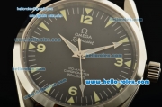 Omega Railmaster Automatic Movement Steel Swiss Coating Case with Black Dial and Green Markers