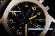 U-BOAT Italo Fontana Flightdeck Chronograph Quartz Black Dial with Yellow Number Marking,White Bezel and Leather Strap