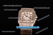 Cartier Santos 100 Miyota Quartz Movement Full Steel with White Dial and Black Roman Numerals