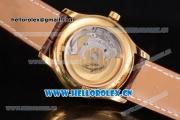 Longines Master Date Swiss ETA 2824 Automatic Yellow Gold Case with White Dial Diamonds Markers and Brown Leather Strap