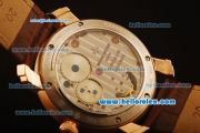 Vacheron Constantin Swiss Tourbillon Manual Winding Rose Case with White Dial and Brown Leather Strap