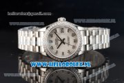 Rolex Datejust Swiss ETA 2671 Automatic Steel Case with White Dial Diamonds Markers Diamonds Bezel and Steel Bracelet (BP)