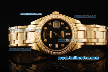 Rolex Day-Date Swiss ETA 2824 Automatic Movement Case with Diamond Markers/Bezel and Gold Strap