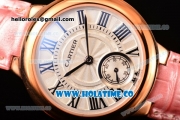 Cartier Ballon Bleu De Small Swiss Quartz Rose Gold Case with White Dial Black Roman Numeral Markers and Pink Leather Strap