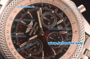 Breitling Bentley Swiss Valjoux 7750 Chronograph Movement Honeycomb Bezel with Black Dial and Silver Stick Marker-SS Strap