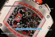 Richard Mille Felipe Massa Flyback Chrono Swiss Valjoux 7750 Automatic Steel Case with Black Rubber Bracelet Red/White Markers and Skeleton Dial