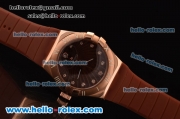 Omega Constellation Swiss ETA Quartz Rose Gold Case with Brown Dial and Brown Rubber Strap