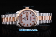 Rolex Day-Date Oyster Perpetual Automatic Rose Gold Bezel with White Dial and Diamond Marking-Big Calendar