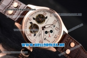 IWC Big Pilot Double Tourbillon Asia ST28 Automatic Rose Gold Case with White Dial and Brown Leather Strap Stick/Arabic Numeral Markers