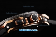 Hublot Big Bang Chronograph Miyota Quartz Movement Rose Gold Case with PVD Bezel and Black Dial