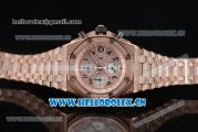 Audemars Piguet Royal Oak Offshore Seiko VK67 Quartz Rose Gold/Diamonds Case with Rose Gold Dial and Diamonds Bezel