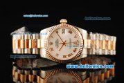 Rolex Datejust Automatic Movement Steel Case with White Dial and Rose Gold Bezel-Two Tone Strap