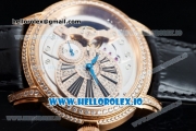 Audemars Piguet Millenary Miyota 9015 Automatic Rose Gold Case White Dial With Roman Numeral Markers Black Leather Strap