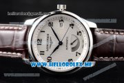 Longines Master Power Reserve Swiss ETA 2824 Automatic Steel Case with White Dial and Brown Leather Strap Arabic Numeral Markers