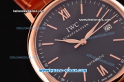 IWC Portofino Vintage Swiss ETA 2892 Automatic Rose Gold Case with Brown Leather Strap and Black Dial