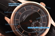 IWC Portuguese Vintage Swiss ETA 2836 Automartic Rose Gold Case with Black Dial and Black Leather Strap