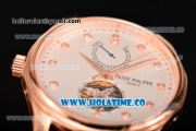 Patek Philippe Calatrava Tourbillon Swiss ETA 2824 Automatic Rose Gold Case with Diamonds Markers and White Dial