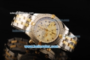 Breitling Chronomat Evolution Chronograph Swiss Valjoux 7750 Automatic Movement Steel Case with White Dial and Two Tone Strap