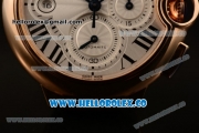 Cartier Ballon Bleu De Chrono Swiss Valjoux 7750 Automatic Rose Gold Case with White Dial Roman Numeral Markers and Genuine Leather Strap