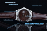 Rolex Sky-Dweller Asia 2813 Automatic Stainless Steel Case with Brown Leather Strap and Brown Dial