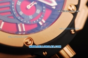 Hublot Big Bang Swiss Valjoux 7750 Automatic Movement Gold Case with Red Dial and Black Rubber Strap