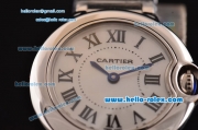 Cartier Ballon Bleu Small Swiss Quartz Stainless Steel Case Roman Markers with Stainless Steel Strap and White Dial