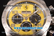 Scuderia Ferrari Chronograph Miyota OS20 Quartz Steel Case with Yellow Dial Black Leather Strap and Silver Arabic Numeral Markers