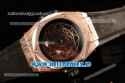 Hublot Big Bang Sang Bleu 9015 Automatic Rose Gold Case with Brown Dial Arabic Numeral Markers and Genuine Leather Strap