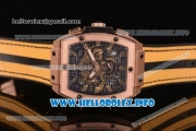 Hublot MP-06 Senna Champion 88 Chrono Miyota Quartz Rose Gold Case with Skeleton Dial and Yellow/Black Leather Strap