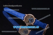 Audemars Piguet Jules Audemars Skeleton Tourbillon Asia ST25 Automatic Rose Gold Case Blue Dial Roman Numeral Markers and Blue Leather Strap