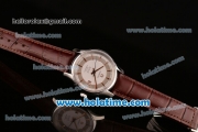 Omega De Ville Hour Vision Swiss ETA 2836 Automatic Steel Case and Brown Leather Strap with White Dial