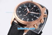 IWC Schaffhausen Quartz Movement Rose Gold Case with Black Dial