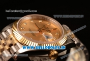 Rolex Datejust 37mm Swiss ETA 2836 Automatic Two Tone with Gold Dial and Diamonds Markers