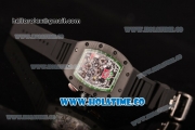 Richard Mille RM 011 Felipe Massa Flyback Chronograph Swiss Valjoux 7750 Automatic Carbon Fiber Case with Skeleton Dial Green Inner Bezel and White Markers - 1:1 Original