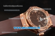 Hublot Big Bang Tutti Japanese Miyota Quartz Rose Gold Case with Brown Dial Stick Markers and Brown Rubber Strap