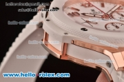 Hublot Big Bang Chrono Clone HUB4100 Automatic Rose Gold/Ceramic Case with White Rubber Strap White Dial