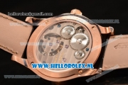 Jaeger-LECoultre Master Tourbillon Manual Winding Rose Gold Case with White Dial and Black Leather Strap