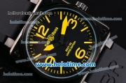 Bell & Ross BR 01-92 Automatic Movement PVD Case with Yellow Markers-Black Dial and Black Rubber Strap