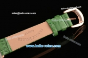 Franck Muller Heart Swiss Quartz Rose Gold Case with Green Leather Strap Diamond Bezel and White Dial - ETA Coating