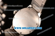 Cartier Rotonde De Miyota Quartz Stainless Steel Case with Silver Dial and Diamonds Bezel